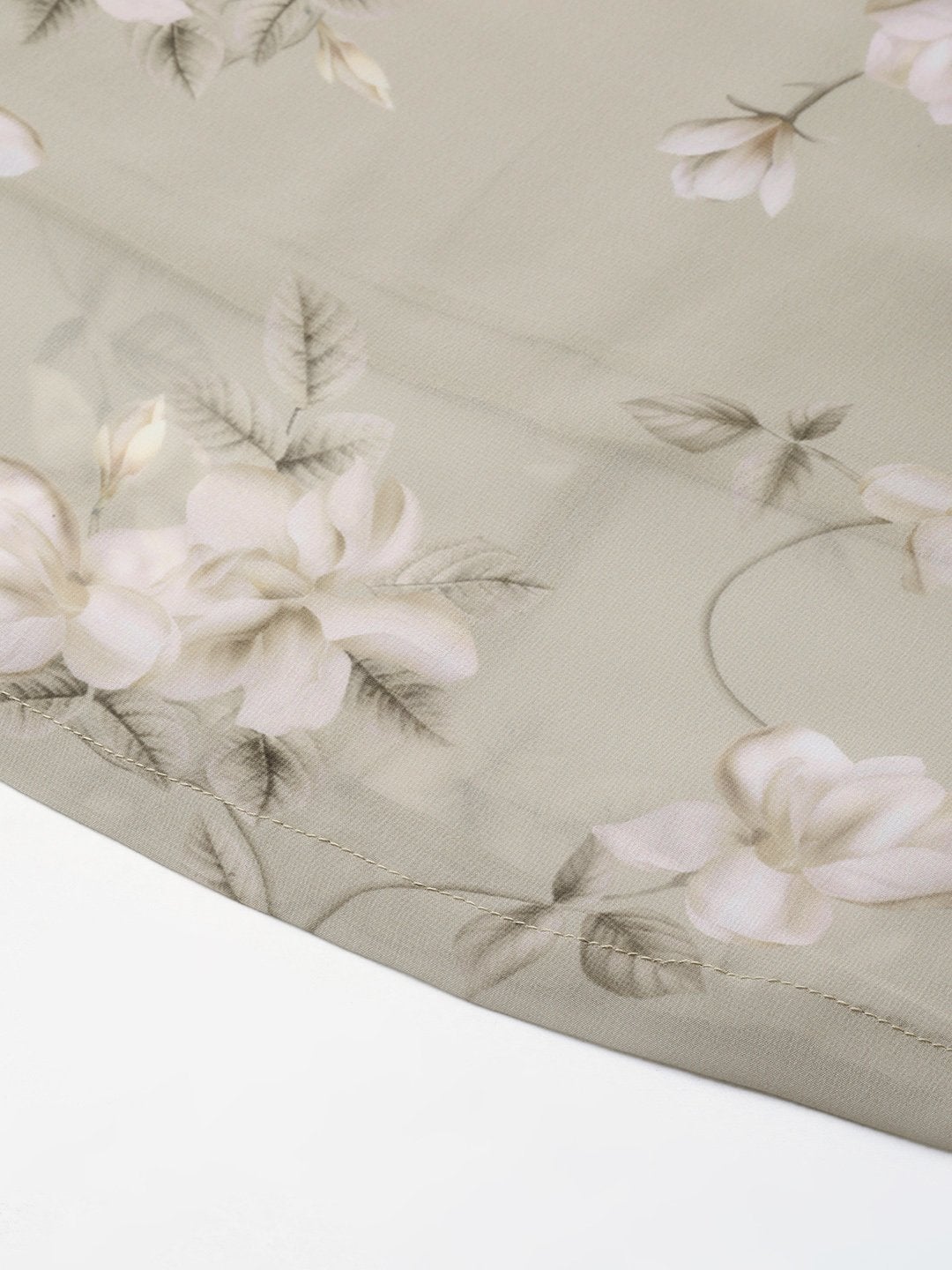 Women's Olive Floral Flared Skirt