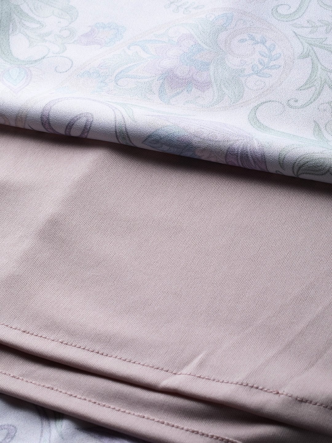 Women's Beige Paisley Flared Belted Skirt