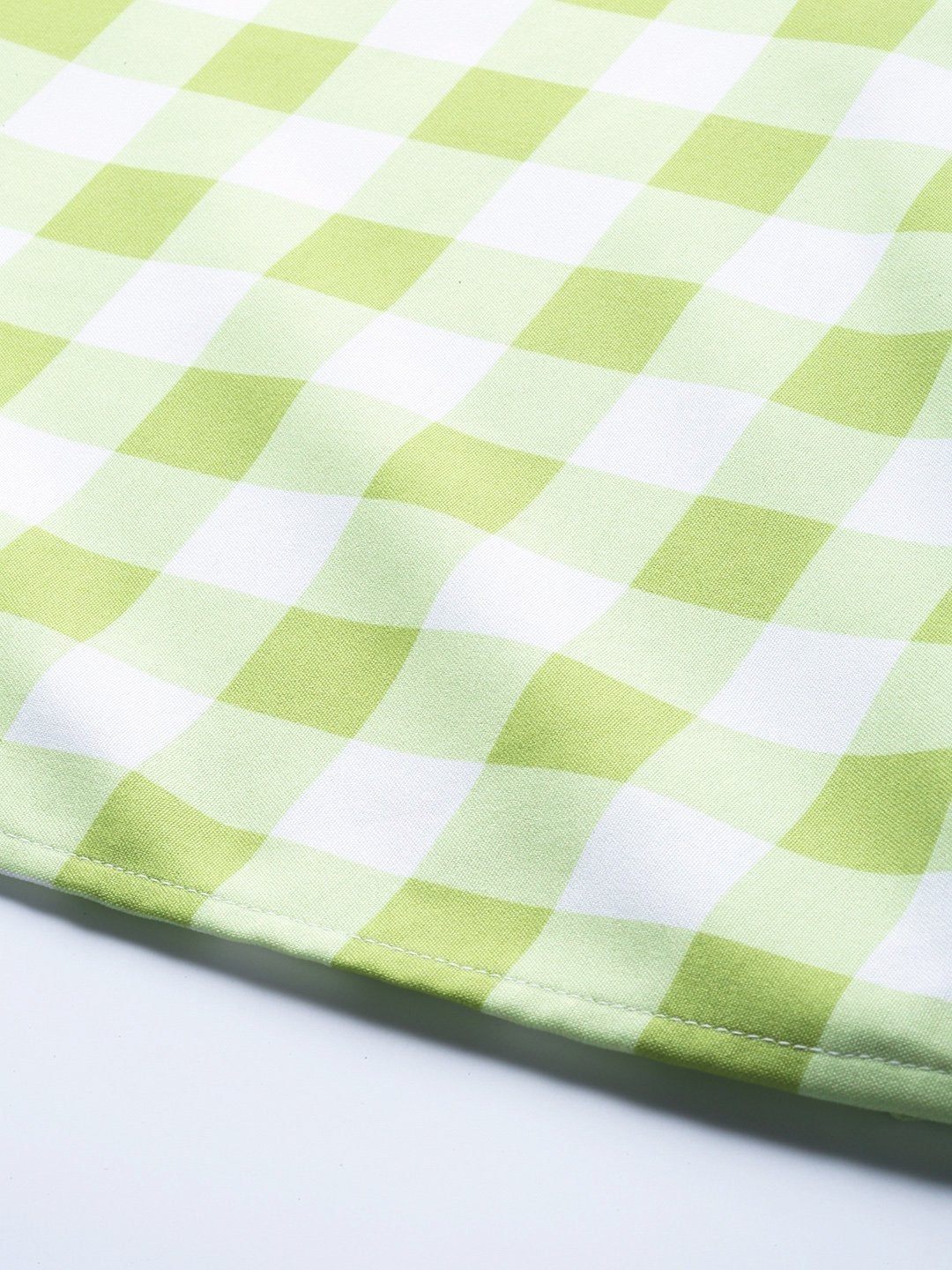 Women's Green & White Check Belted Skirt