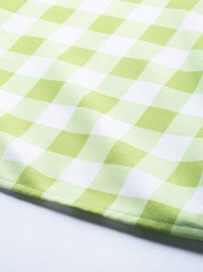 Women's Green & White Check Belted Skirt
