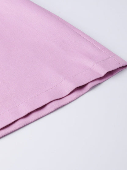 Women's Lavender Denim Longline Buttoned Skirt