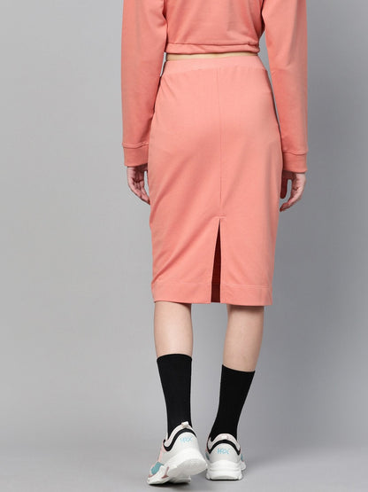 Women's Peach Terry Drawstring Pencil Skirt