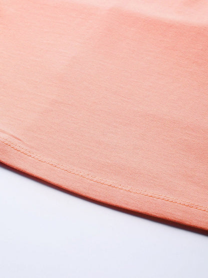 Women's Peach Knit A-Line Midi Skirt