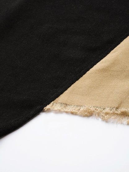 Women's Black & Beige Colorblock Asymmetric Skirt