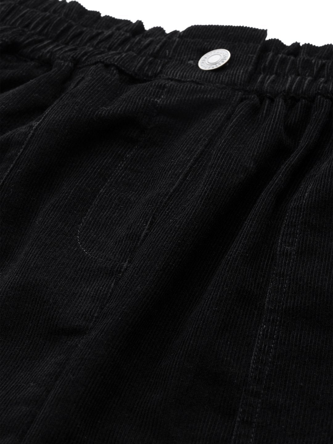 Women's Black Corduroy Paperbag Waist Mini Skirt