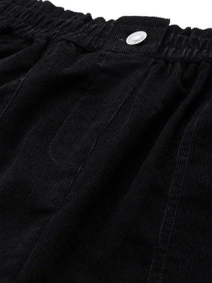 Women's Black Corduroy Paperbag Waist Mini Skirt