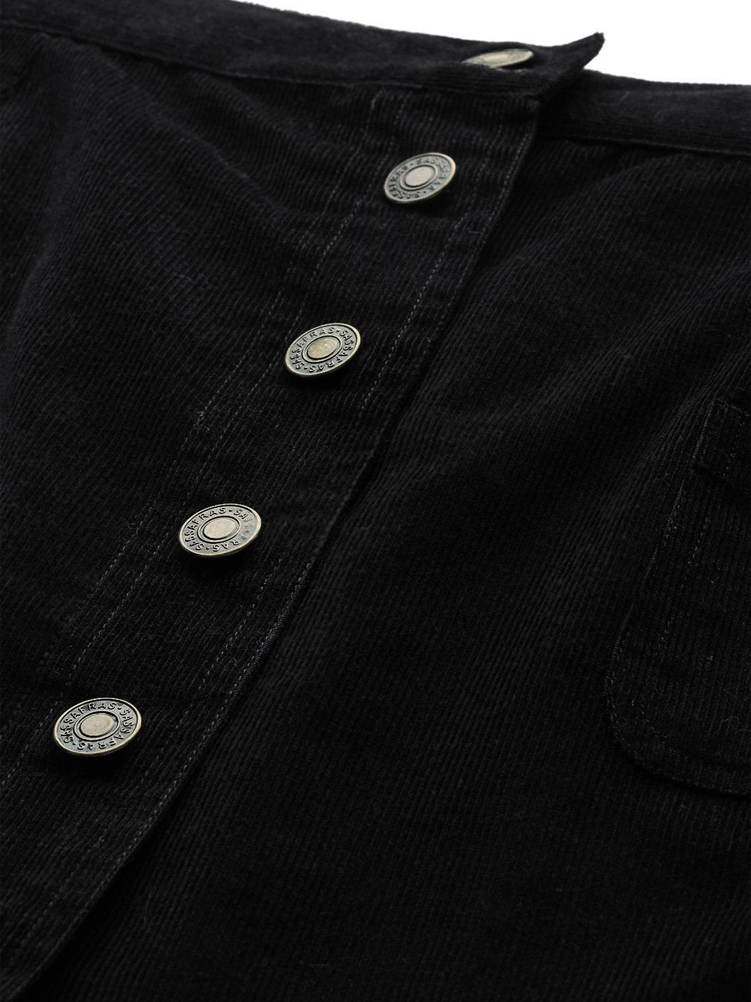 Women's Black Corduroy Button Down Mini Skirt