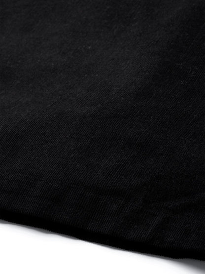 Women's Black Corduroy Side Button Midi Skirt