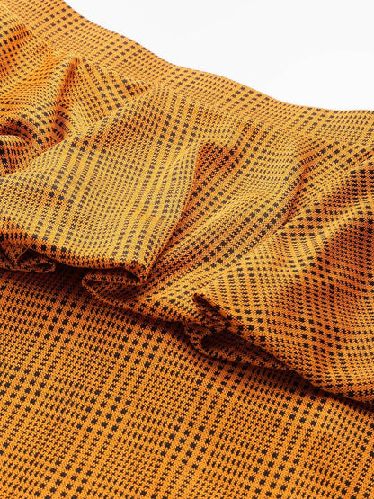 Women's Mustard Jacquard Check Peplum Skirt