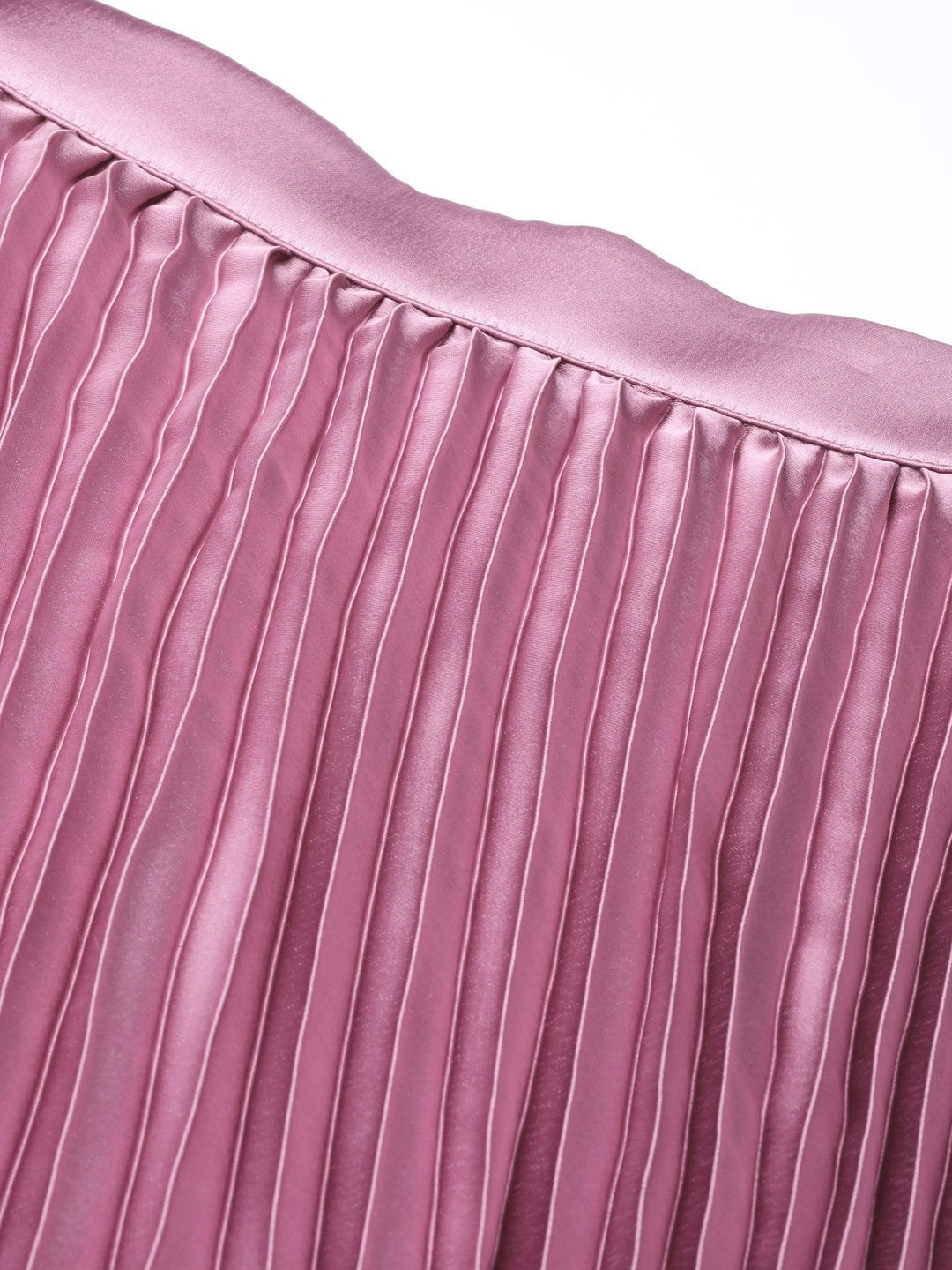 Women's Lavender Satin Pleated Midi Skirt