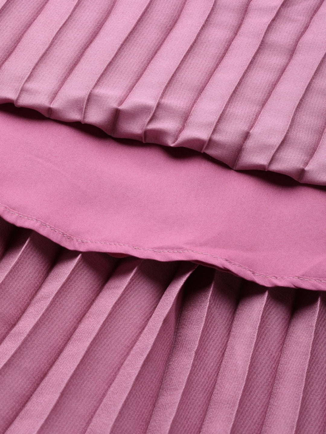 Women's Lavender Satin Pleated Midi Skirt