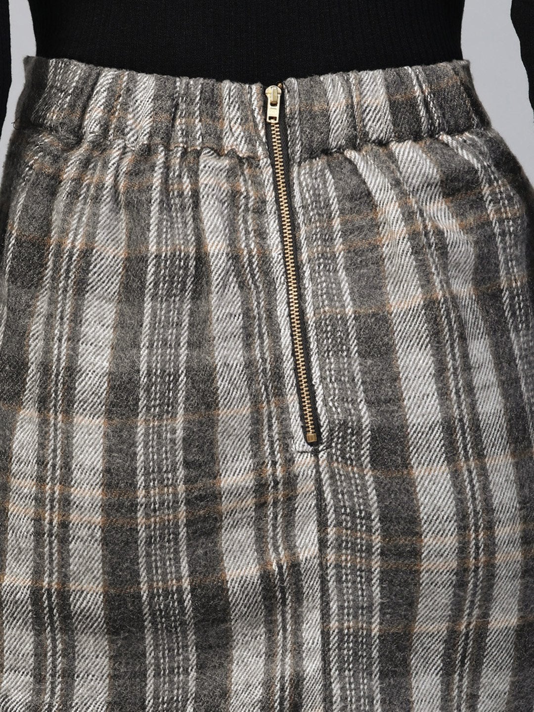 Women's Grey Check Pencil Skirt