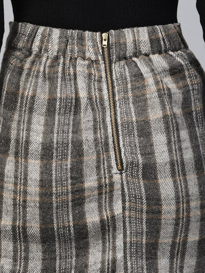 Women's Grey Check Pencil Skirt