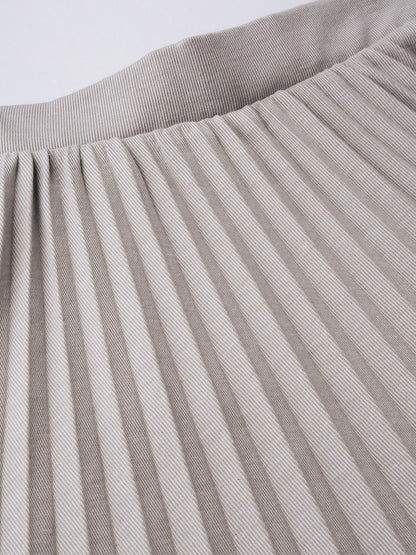 Women's Grey Rib Pleated Skirt