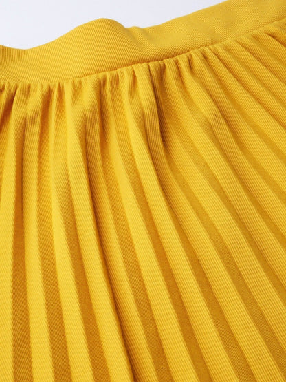 Women's Mustard Rib Pleated Skirt