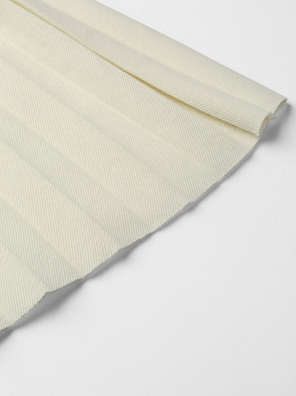 Women's Off White Rib Pleated Skirt