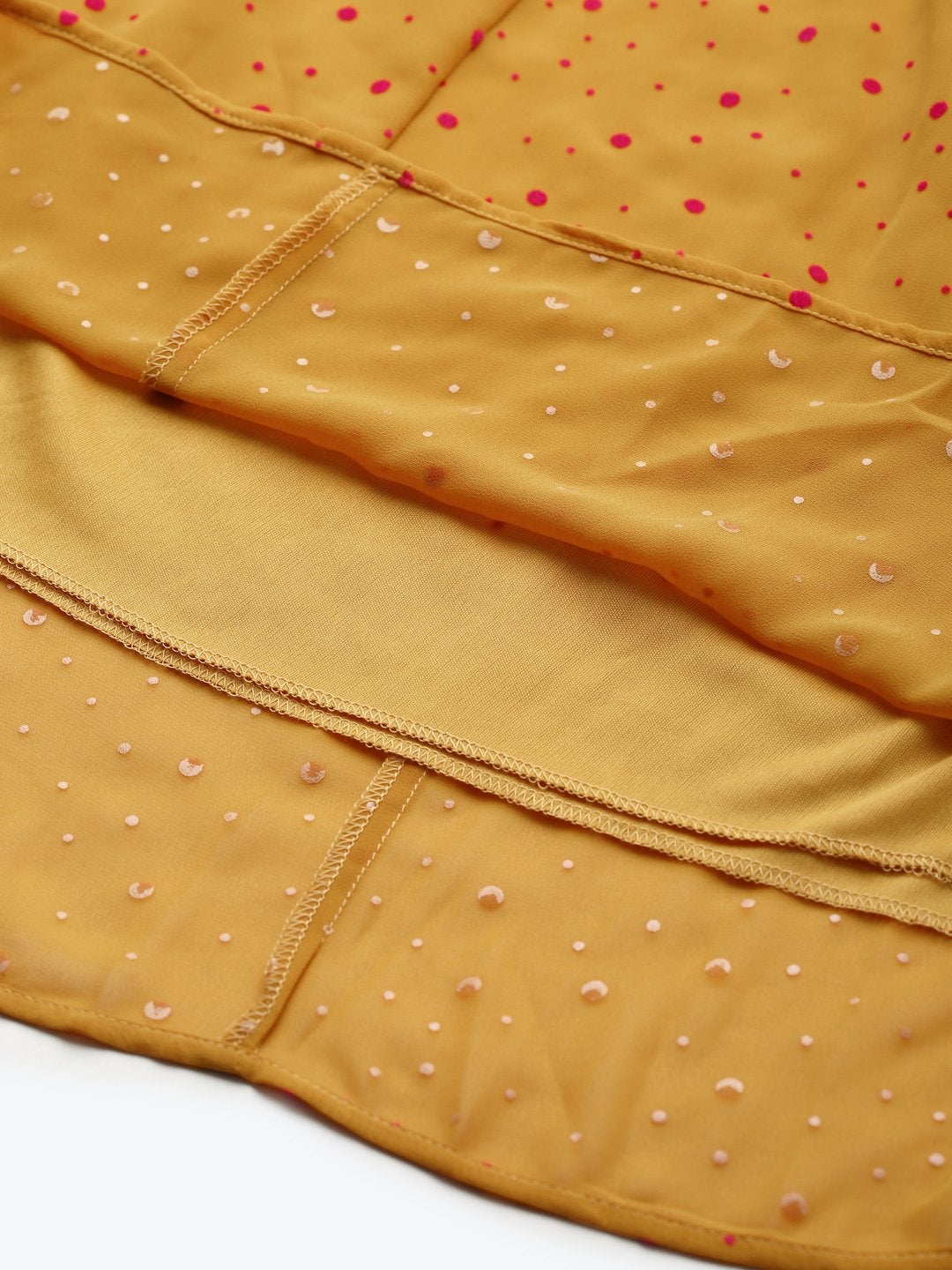 Women's Mustard Flock Print Flared Skirt