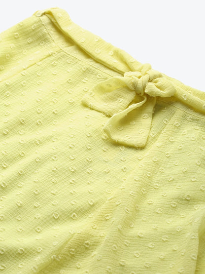 Women's Yellow Dobby Flared Skirt