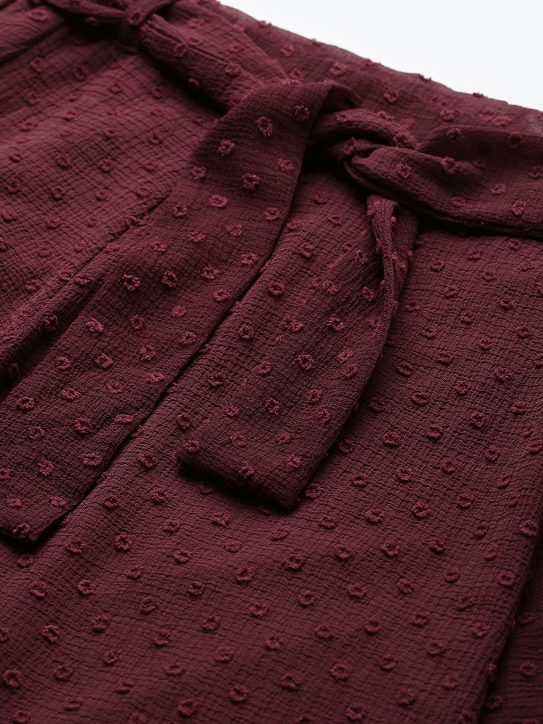 Women's Burgundy Dobby Flared Skirt