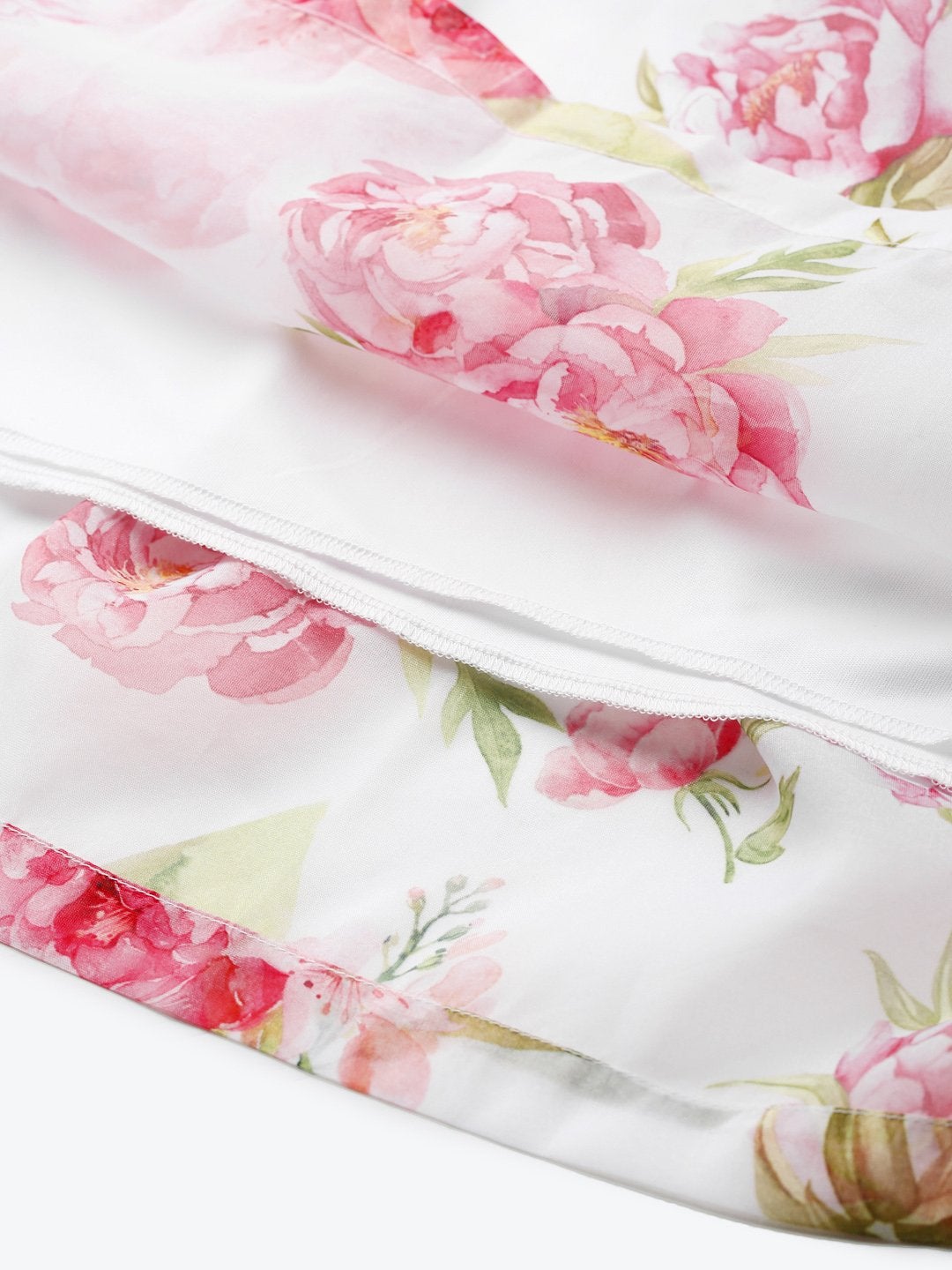 Women's White Floral Gathered Skirt