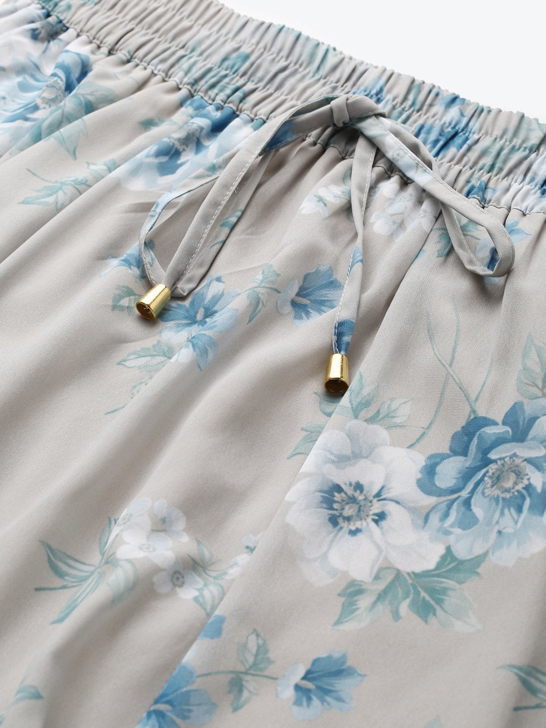 Women's Olive Floral Flared Maxi Skirt