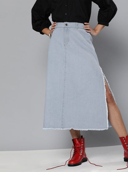 Women's Blue Denim Asymmetrical Skirt