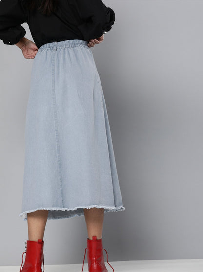 Women's Blue Denim Asymmetrical Skirt