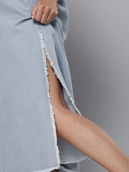 Women's Blue Denim Asymmetrical Skirt