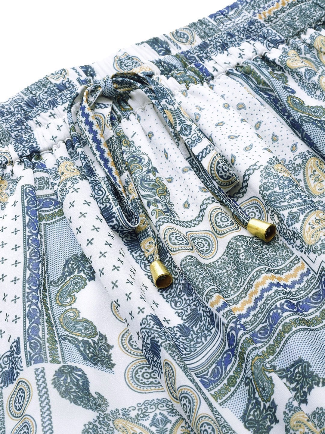 Women's Blue Patch Print Flared Maxi Skirt