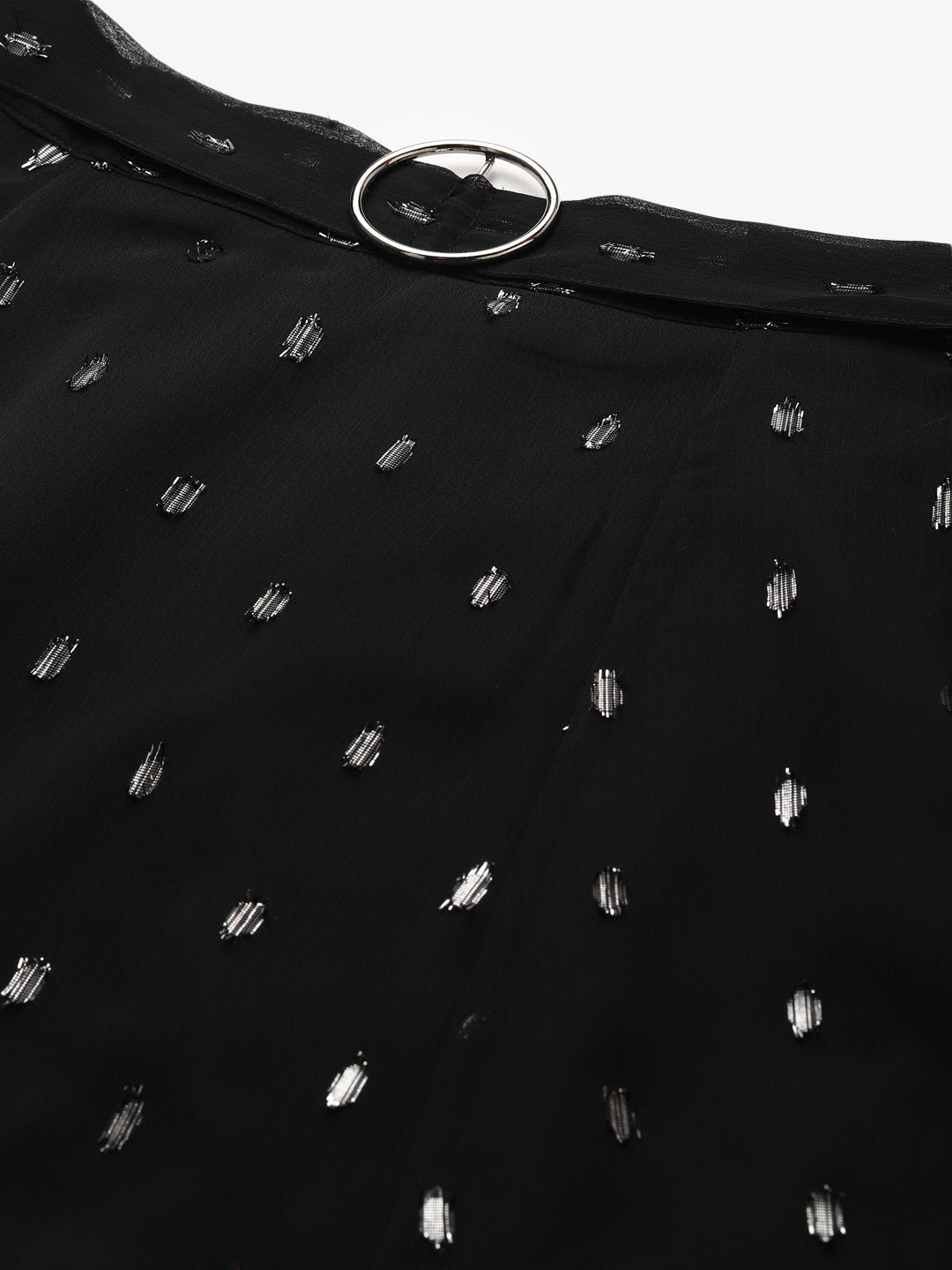 Women's Black Lurex Midi Skirt