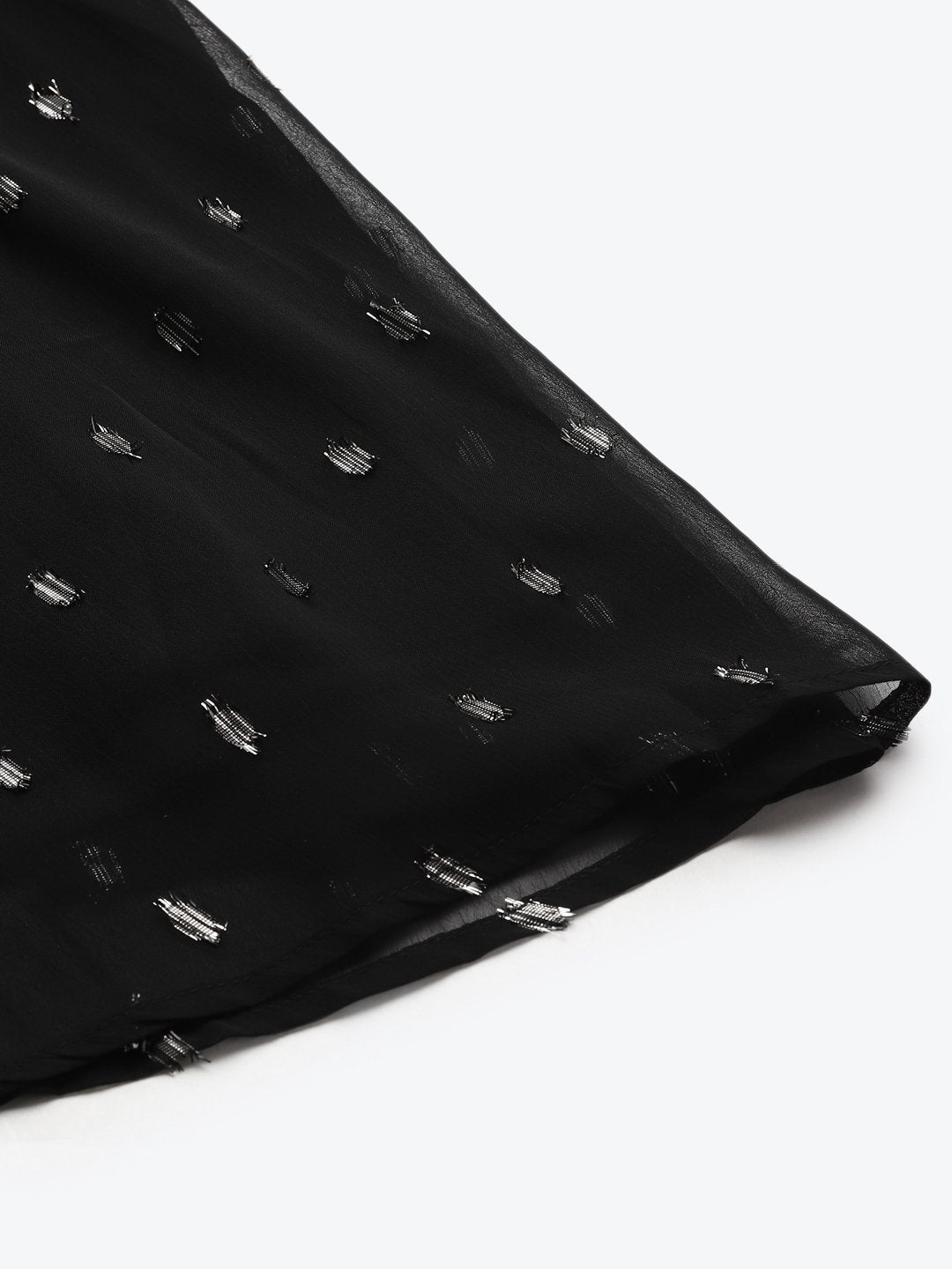 Women's Black Lurex Midi Skirt