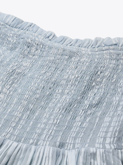 Women's Blue Smoked Short Skirt