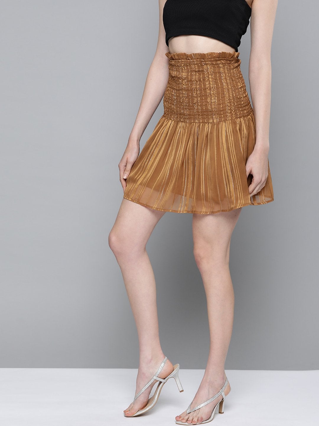 Women's Copper Smoked Short Skirt