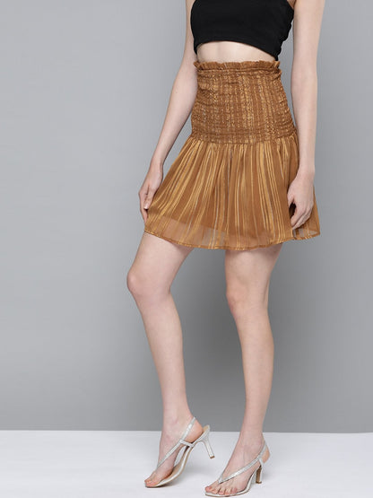 Women's Copper Smoked Short Skirt