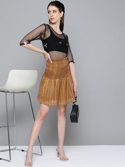 Women's Copper Smoked Short Skirt