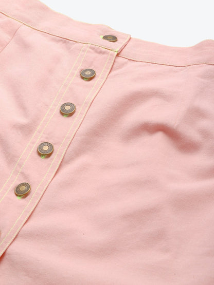Women's Pink Contrast Stitch Mini Skirt