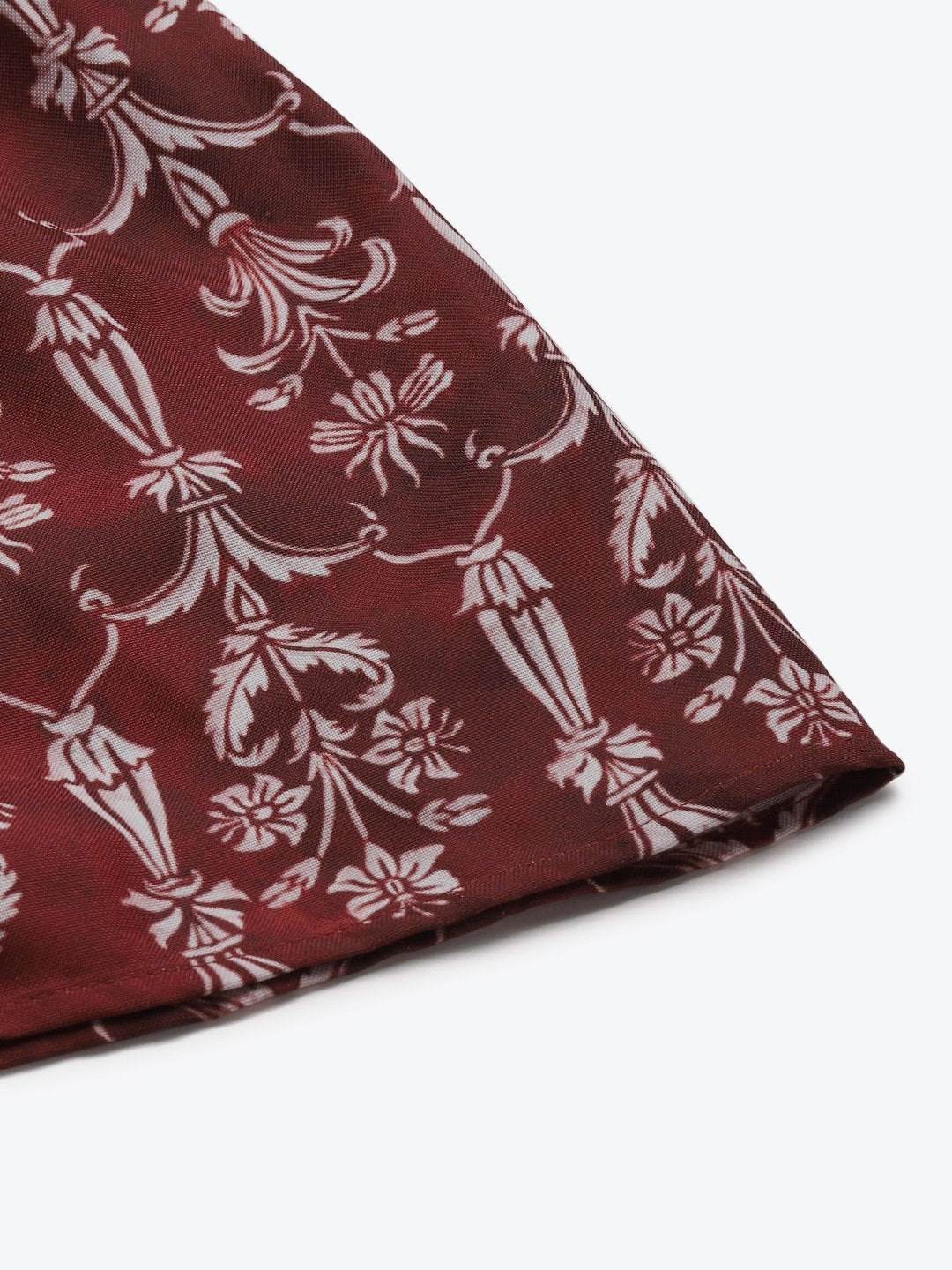 Women's Maroon Floral Tiered Skirt