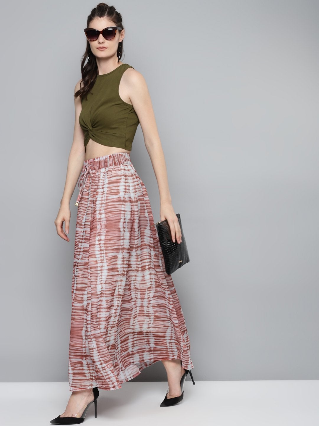 Women's Rust Tie & Dye Maxi Skirt