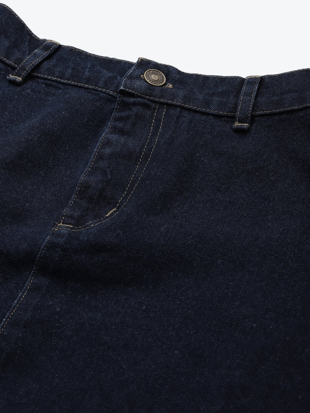 Women's Navy Denim Asymmetrical Skirt