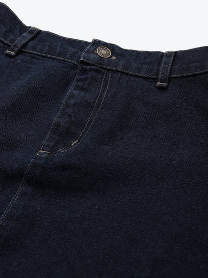 Women's Navy Denim Asymmetrical Skirt