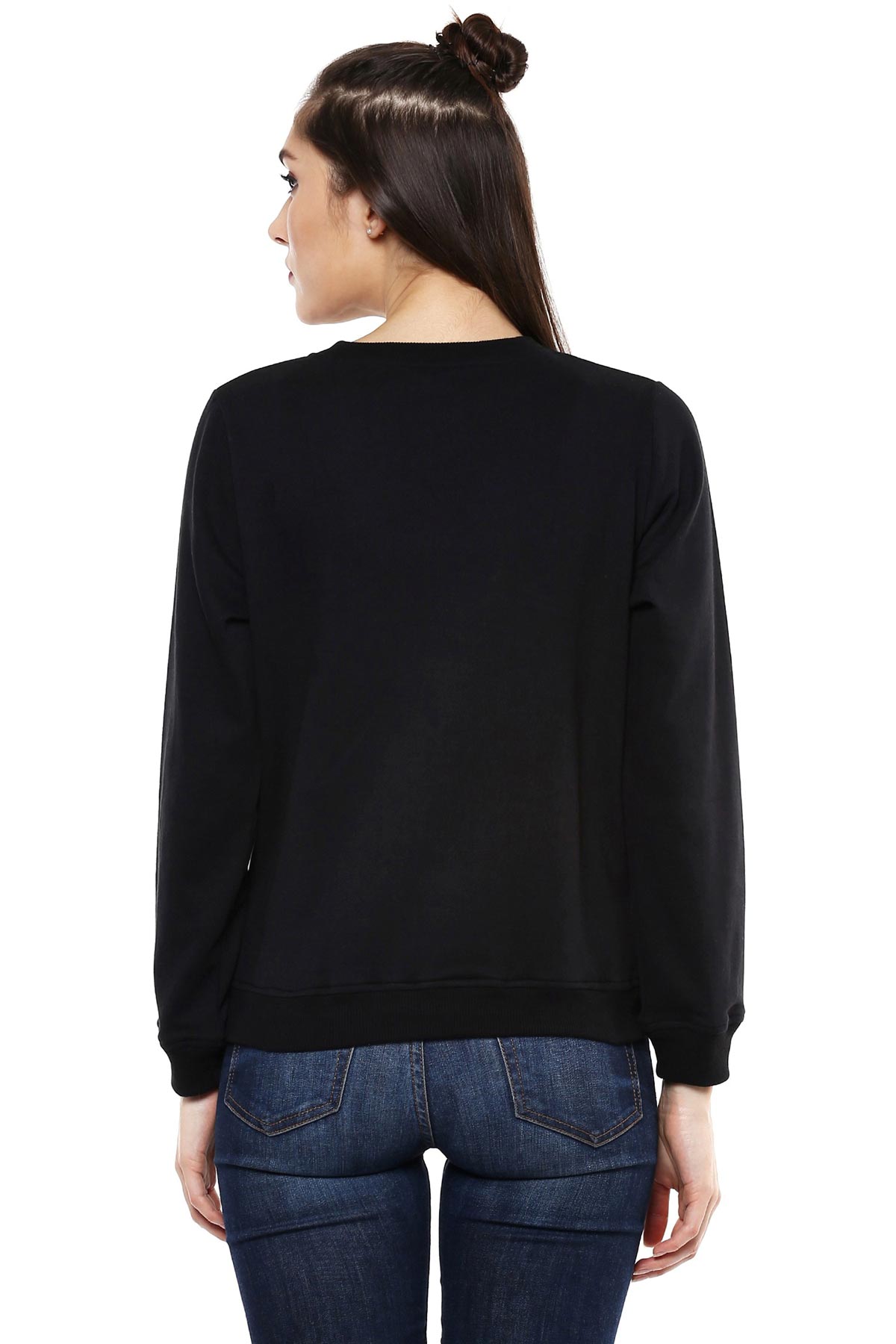 Women's Black Sweatshirt With Foil Print