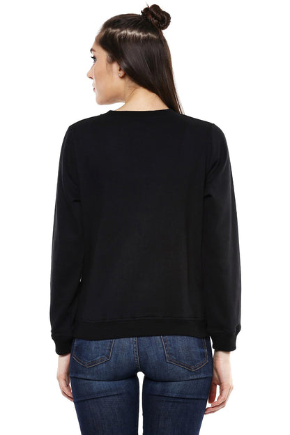 Women's Black Sweatshirt With Foil Print