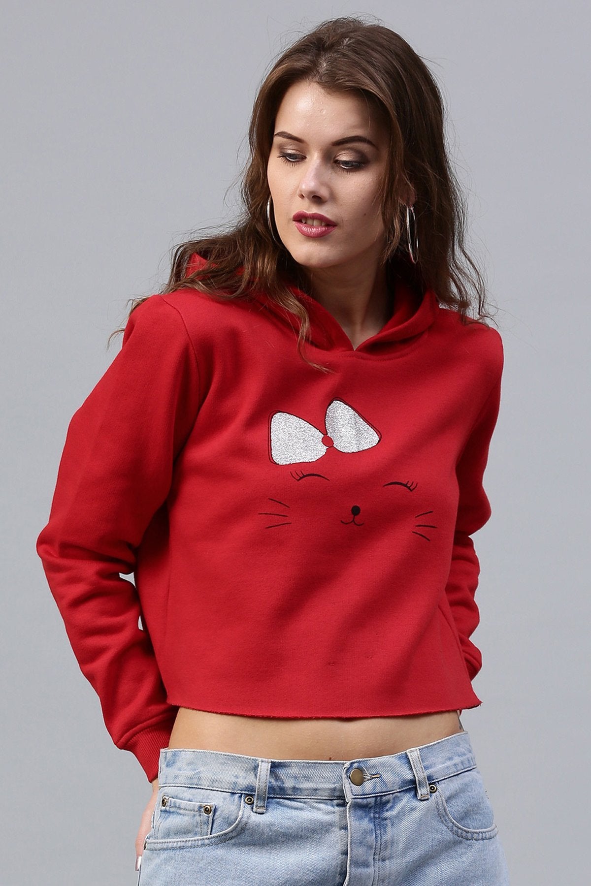 Women's Bow Kitty Red Sweatshirt