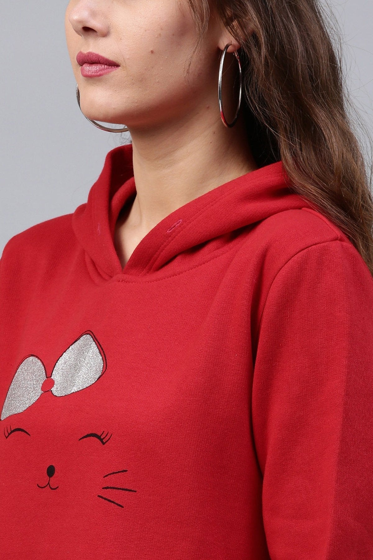 Women's Bow Kitty Red Sweatshirt