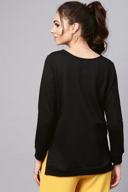 Women's Black Eyelet Detail Sweatshirt