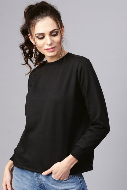 Women's Black Multi Color Eyelet Sweatshirt