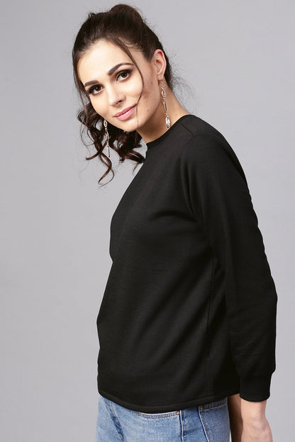 Women's Black Multi Color Eyelet Sweatshirt
