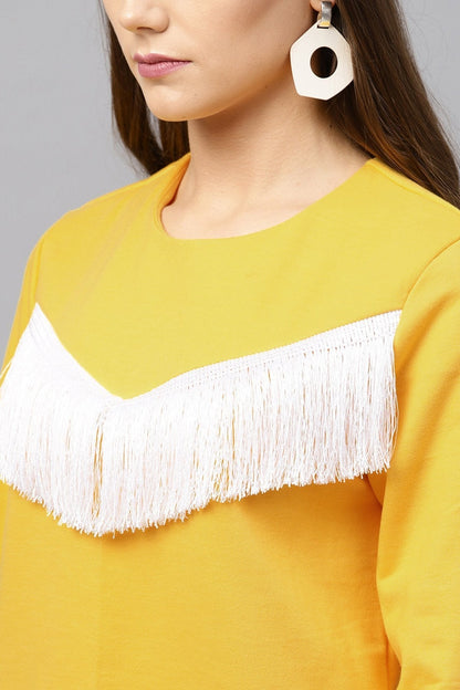 Women's Yellow Fringe Lace Sweatshirt