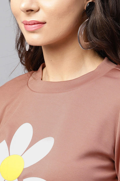 Women's Pink Flower Petal Print Sweatshirt