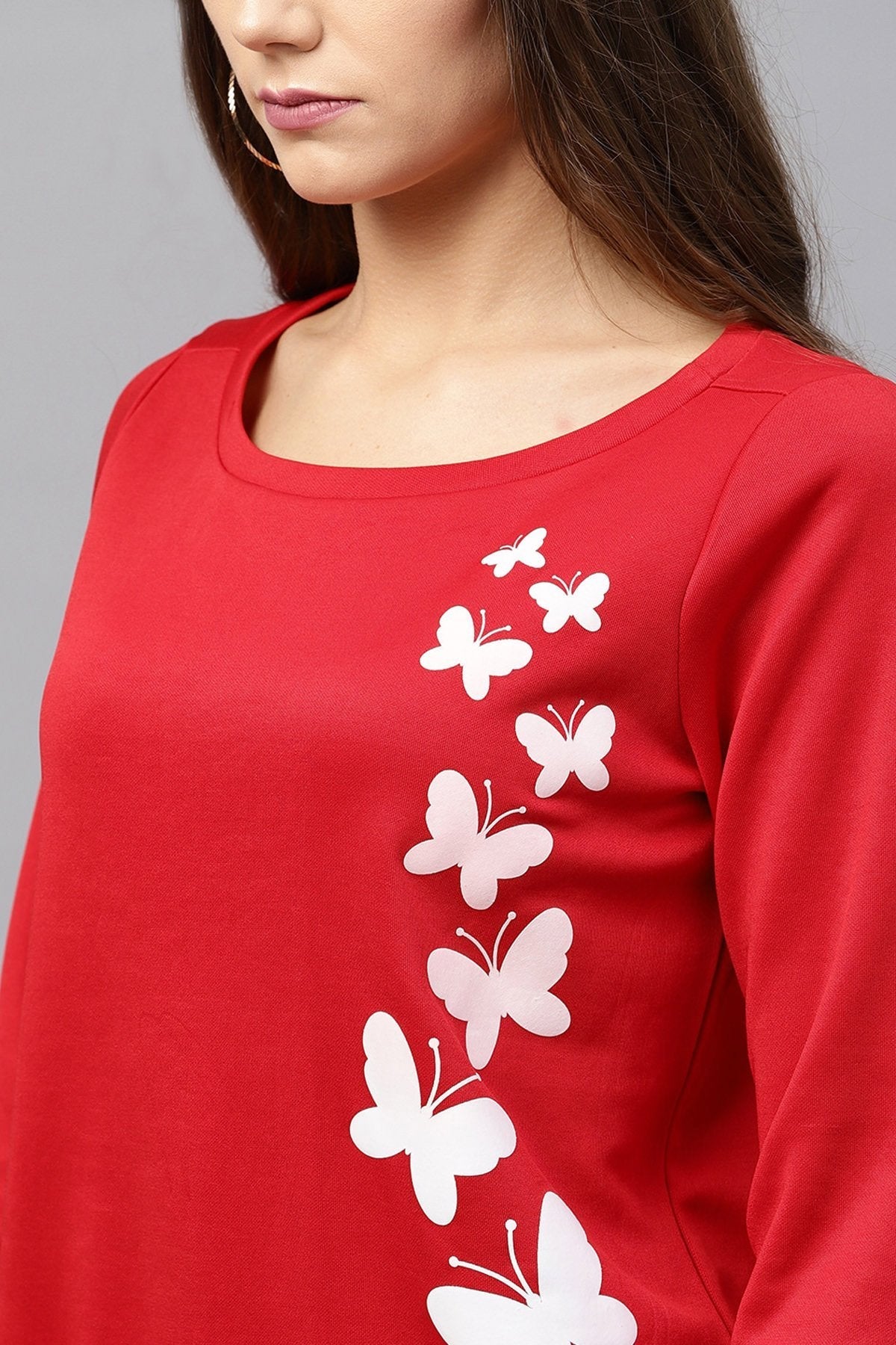 Women's Red Butterfly Print Sweatshirt